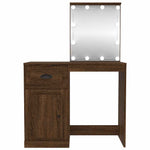 Barna tölgyszínű szerelt fa pipereasztal LED-del 90x50x132,5 cm 6