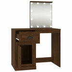 Barna tölgyszínű szerelt fa pipereasztal LED-del 90x50x132,5 cm 7
