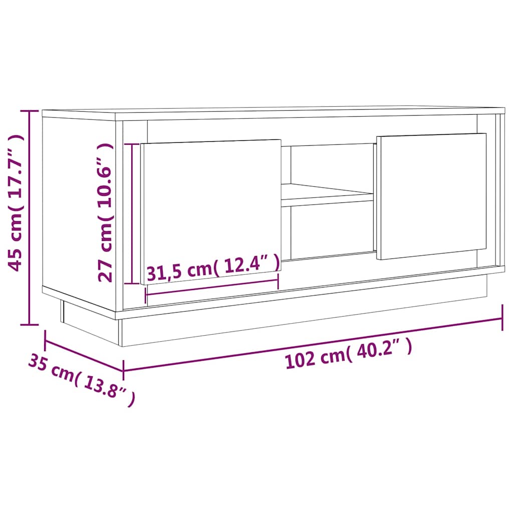 Betonszürke szerelt fa TV-szekrény 102x35x45 cm 10