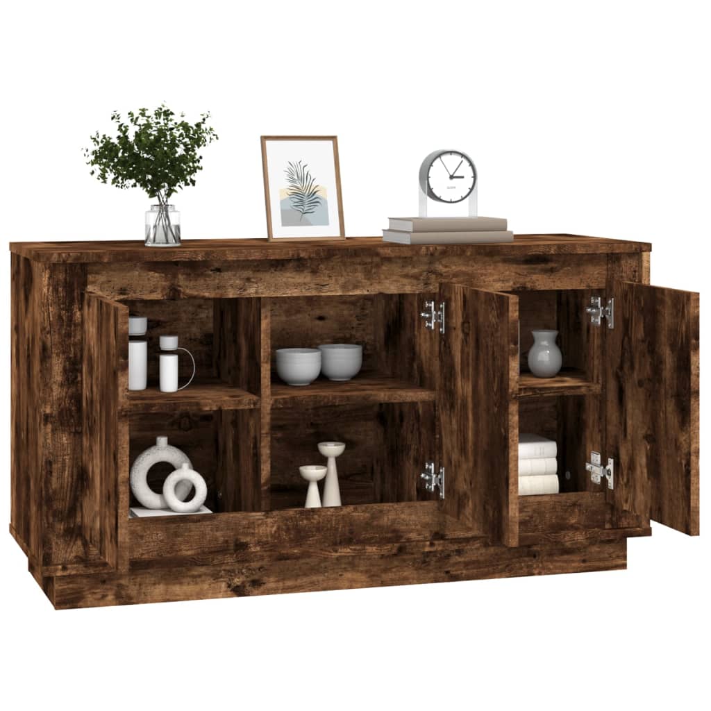 Füstös tölgy színű szerelt fa tálalószekrény 102x35x55 cm 4