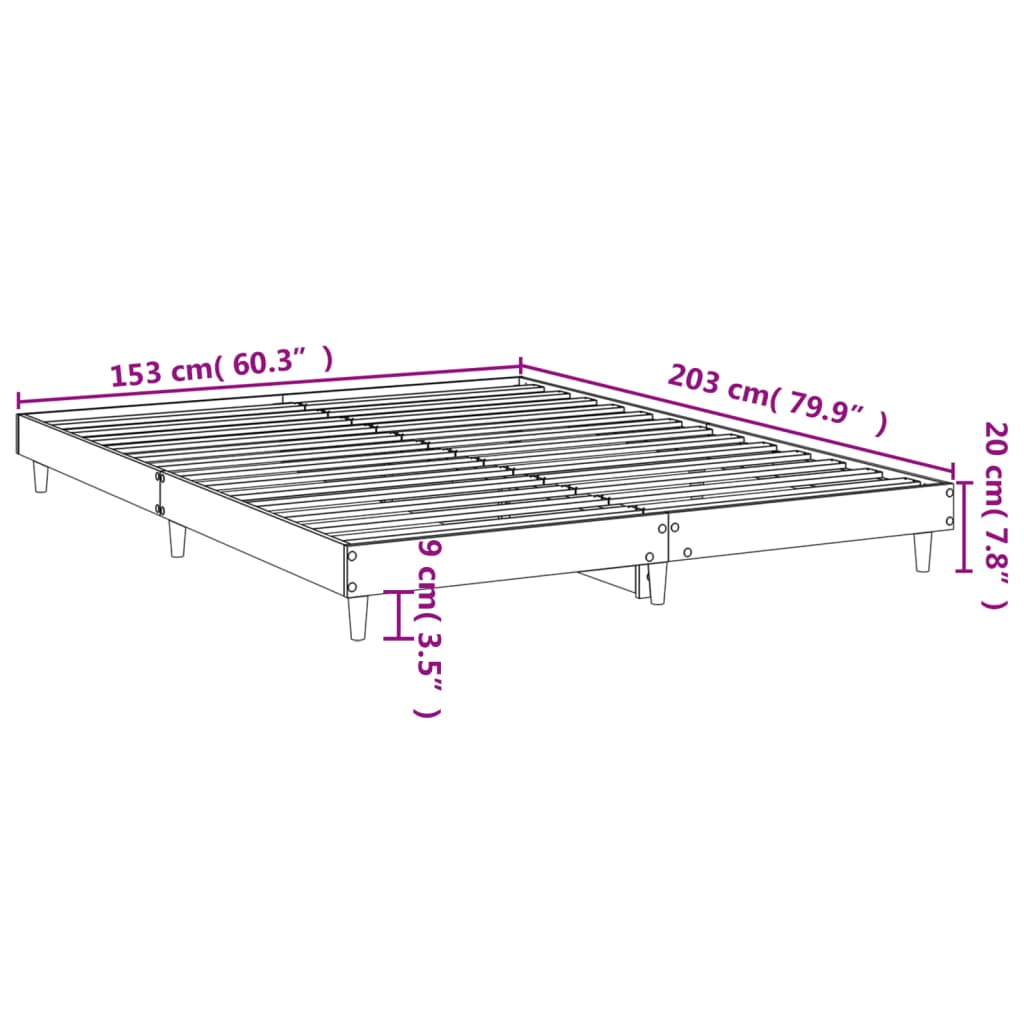 Füstös tölgy színű szerelt fa ágykeret matrac nélkül 150x200 cm 9