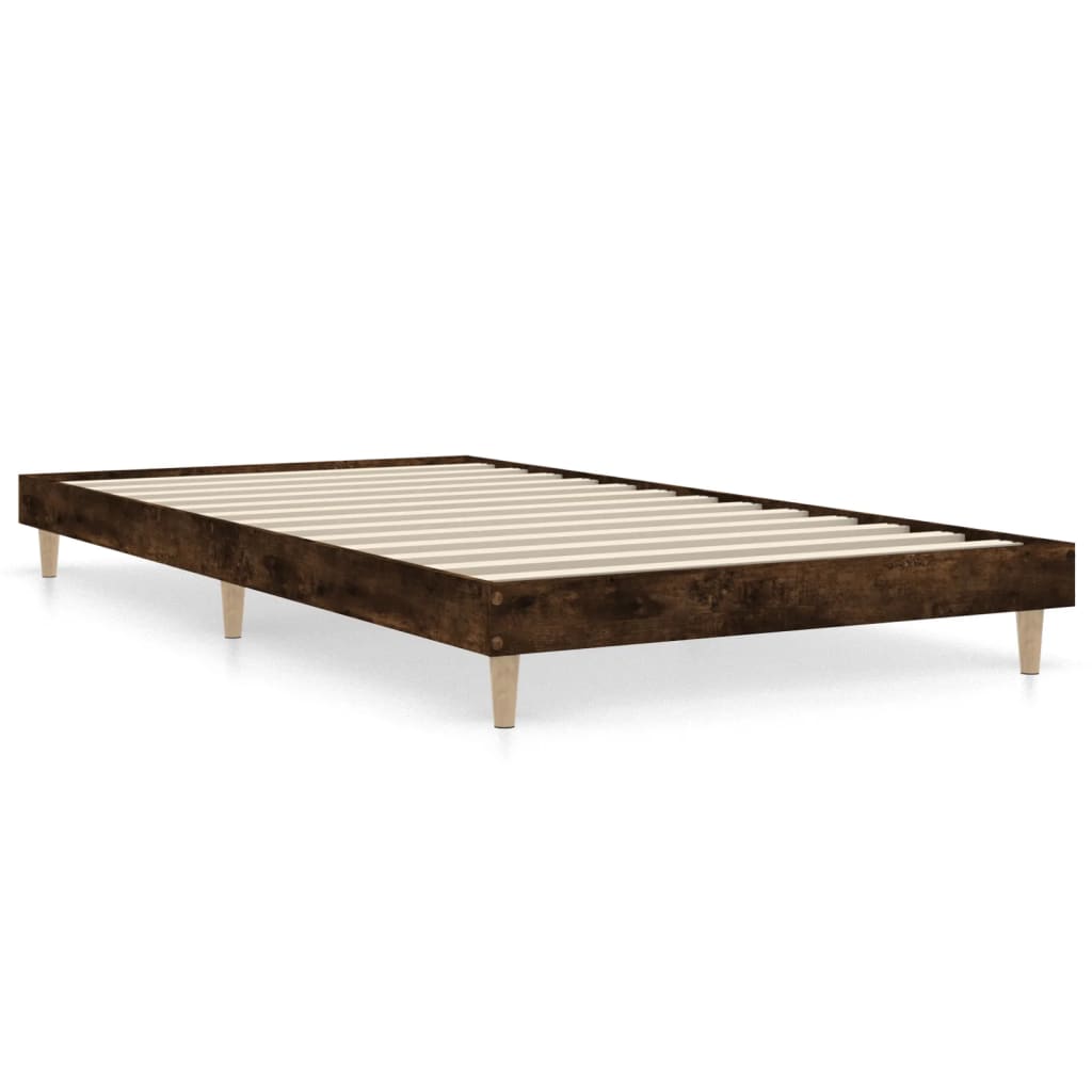 Füstös tölgy színű szerelt fa ágykeret matrac nélkül 100x200 cm 2