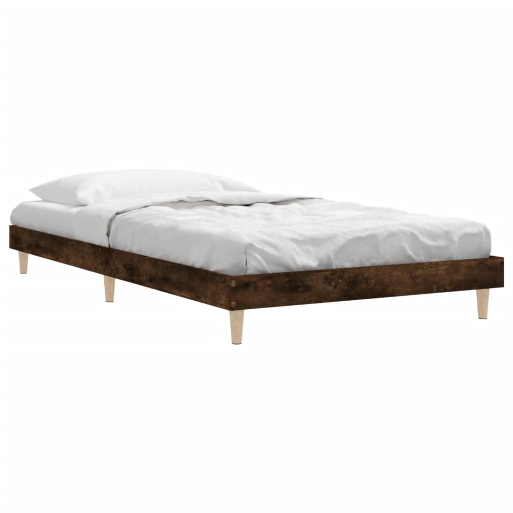 Füstös tölgy színű szerelt fa ágykeret matrac nélkül 100x200 cm 5
