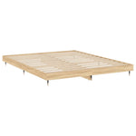 Sonoma tölgyszínű szerelt fa ágykeret matrac nélkül 200x200 cm 5