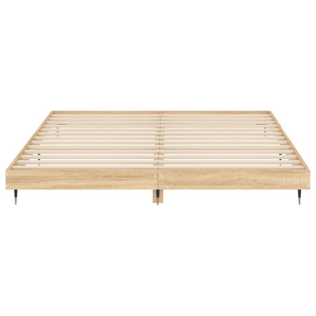 Sonoma tölgyszínű szerelt fa ágykeret matrac nélkül 200x200 cm 6