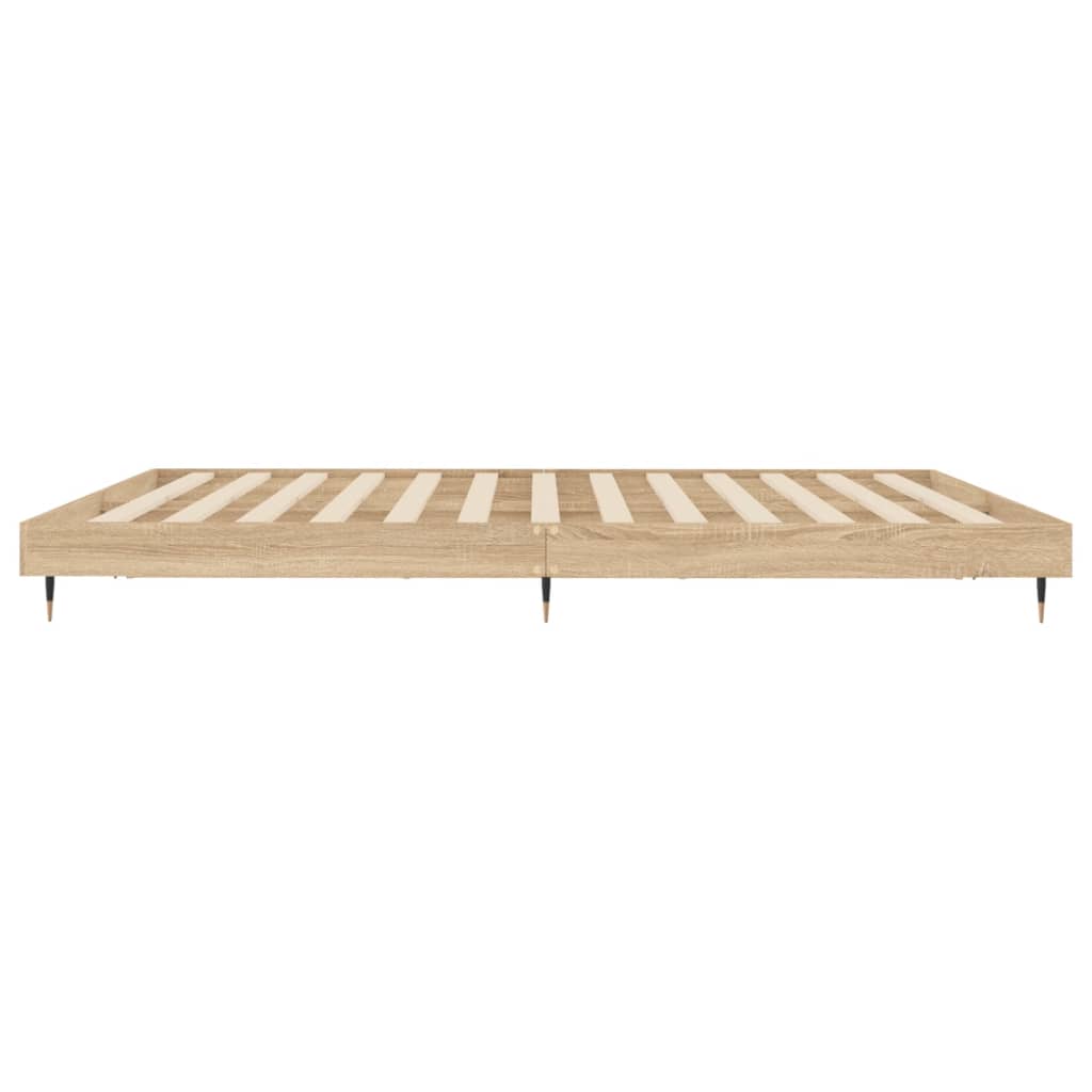 Sonoma tölgyszínű szerelt fa ágykeret matrac nélkül 200x200 cm 7