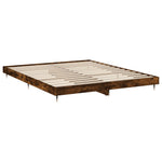 Füstös tölgy színű szerelt fa ágykeret matrac nélkül 200x200 cm 5