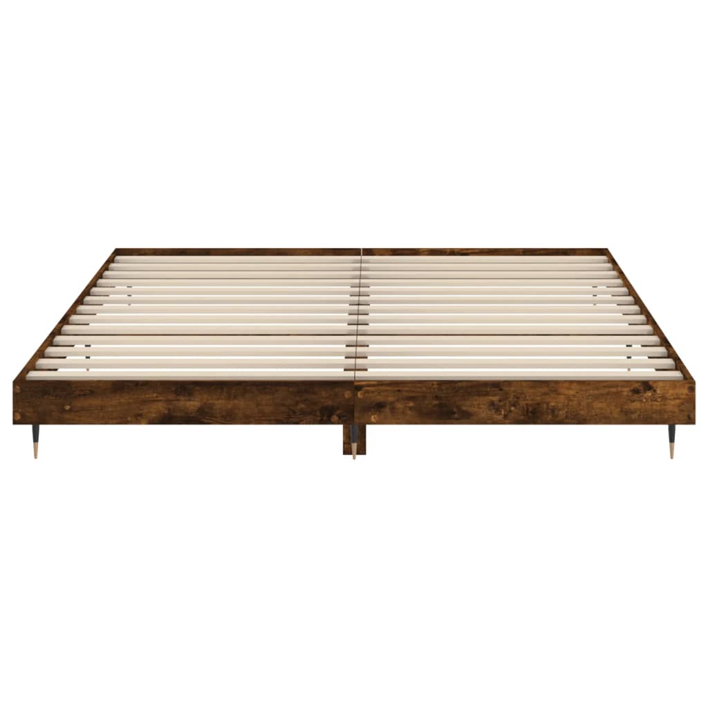 Füstös tölgy színű szerelt fa ágykeret matrac nélkül 200x200 cm 6