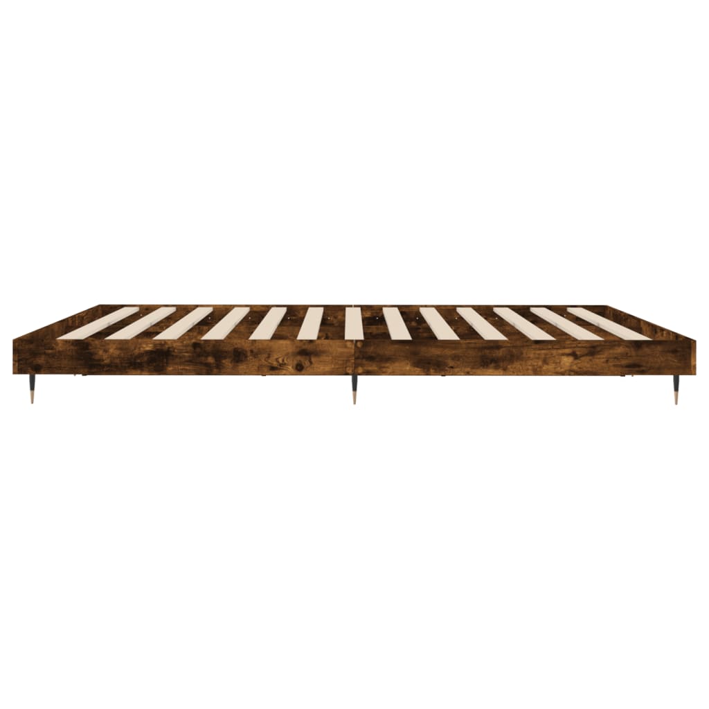 Füstös tölgy színű szerelt fa ágykeret matrac nélkül 200x200 cm 7