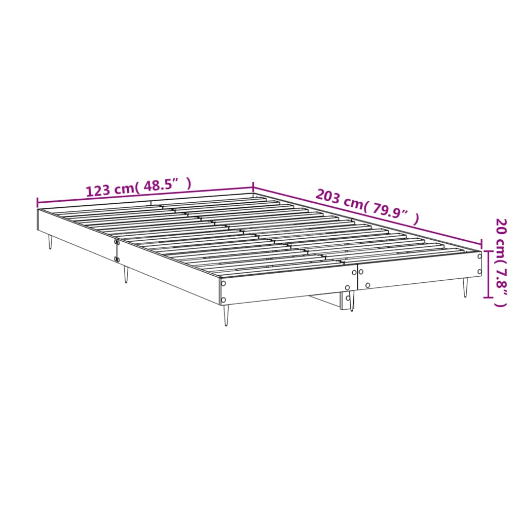 Füstös tölgy színű szerelt fa ágykeret matrac nélkül 120x200 cm 9