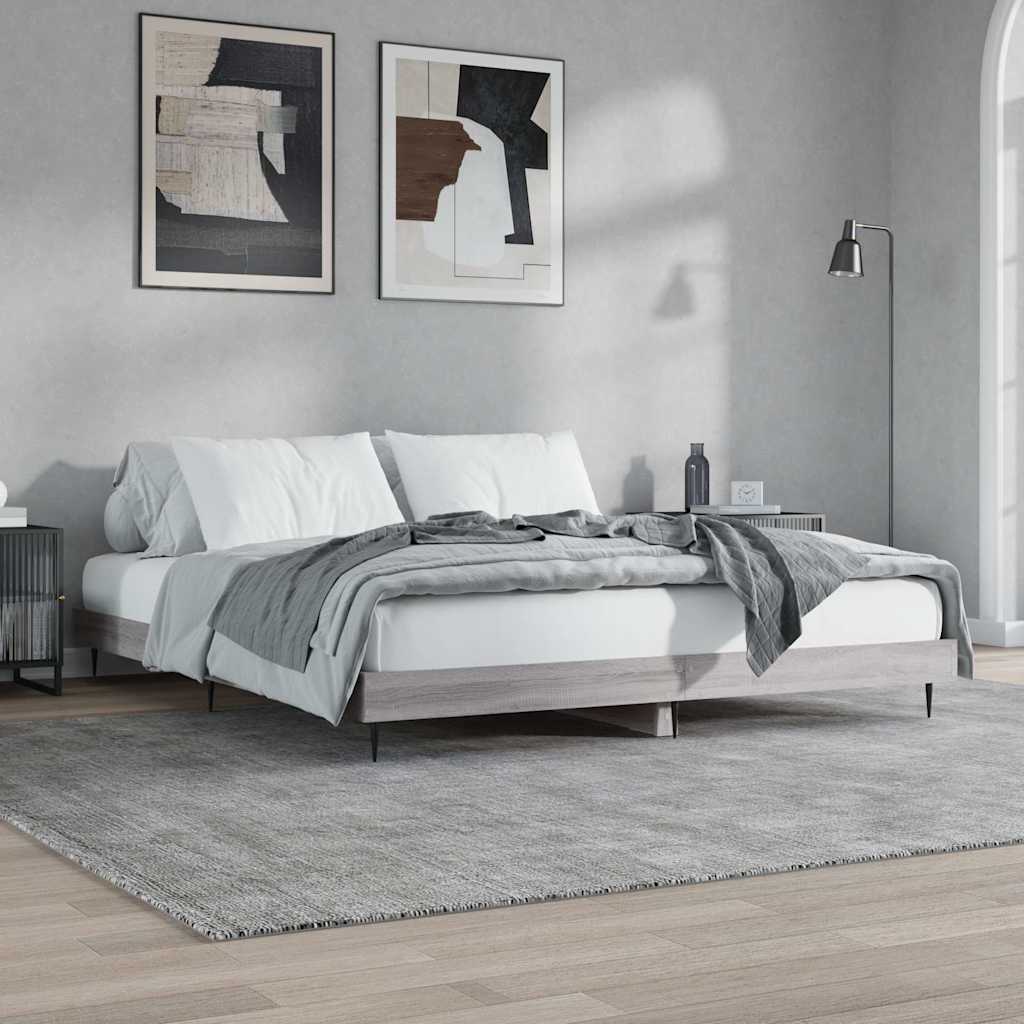 Sonoma tölgyszínű szerelt fa ágykeret 200 x 200 cm 4