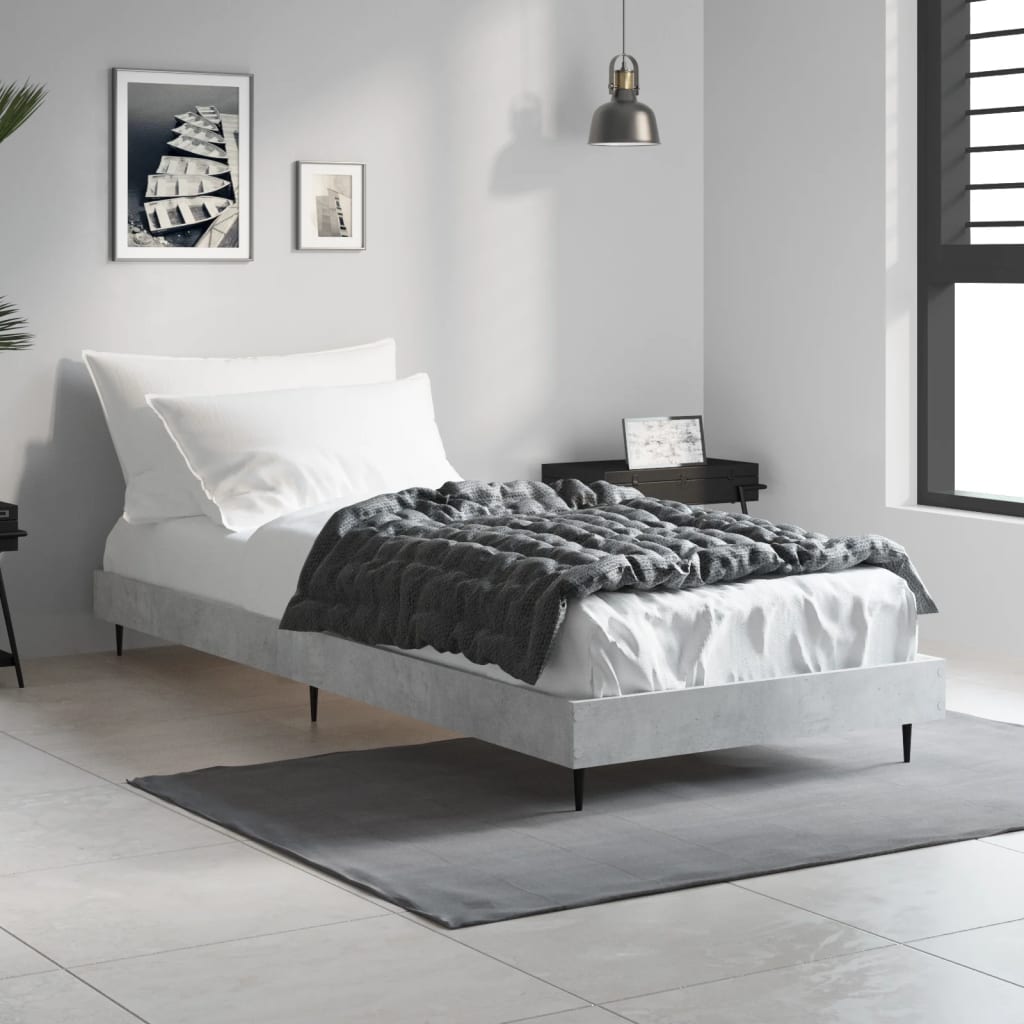 Betonszürke szerelt fa ágykeret 75 x 190 cm