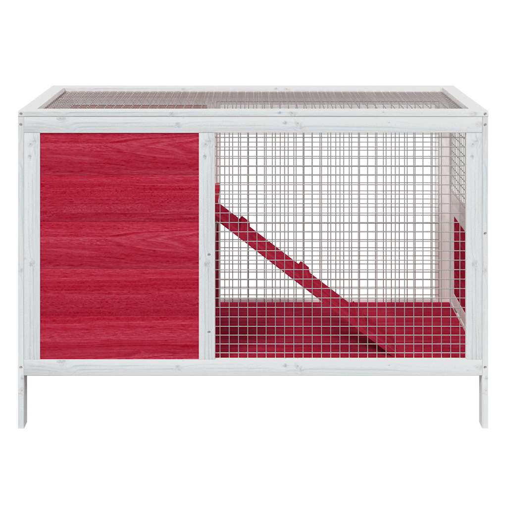 Piros tömör fenyőfa nyúlketrec 103 x 44 x 69,5 cm 3