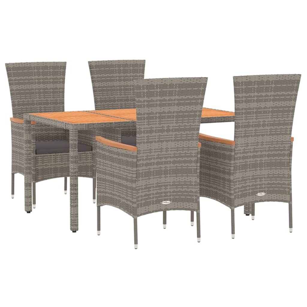 5 részes szürke polyrattan kerti étkezőgarnitúra párnával 3