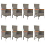 9 részes szürke polyrattan kerti étkezőgarnitúra párnával 4