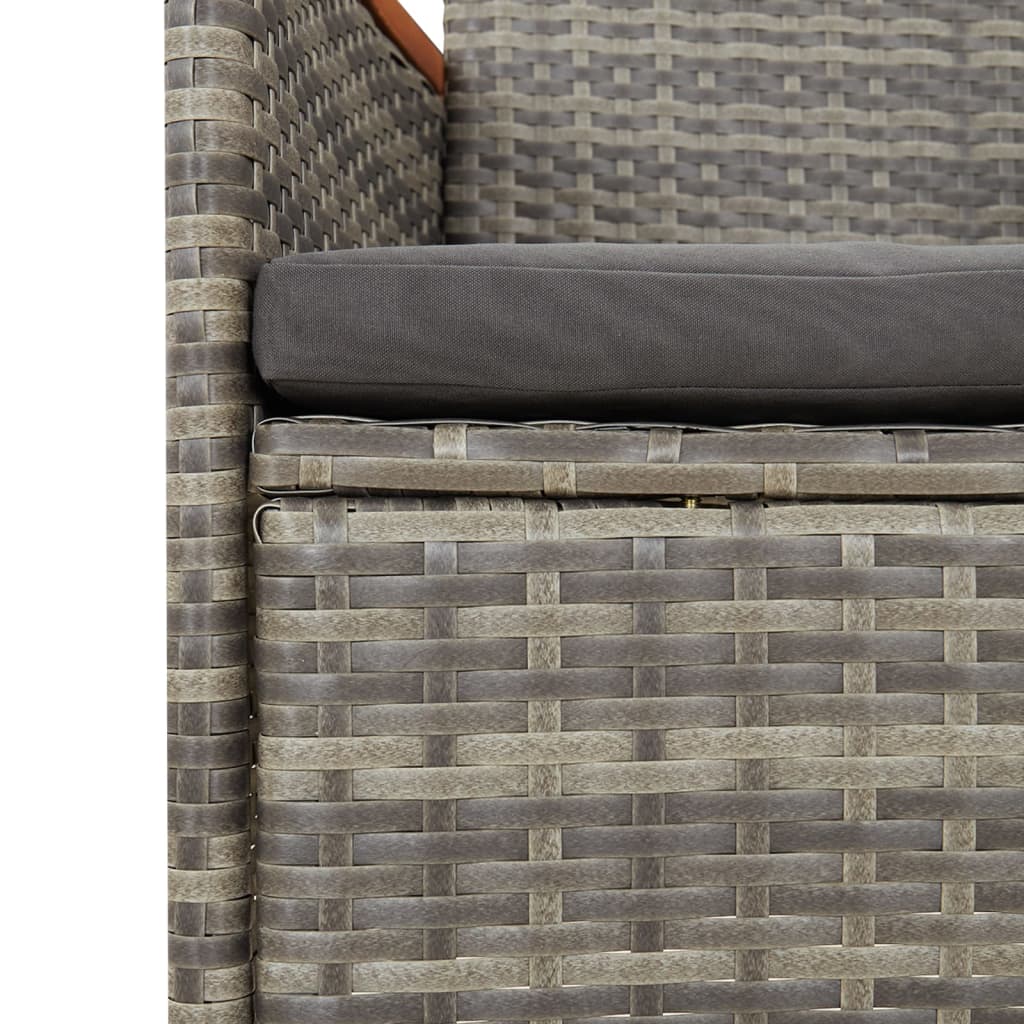 3 részes szürke polyrattan kerti étkezőgarnitúra párnával 7