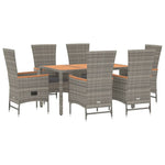 7 részes szürke polyrattan kerti étkezőgarnitúra párnával 3