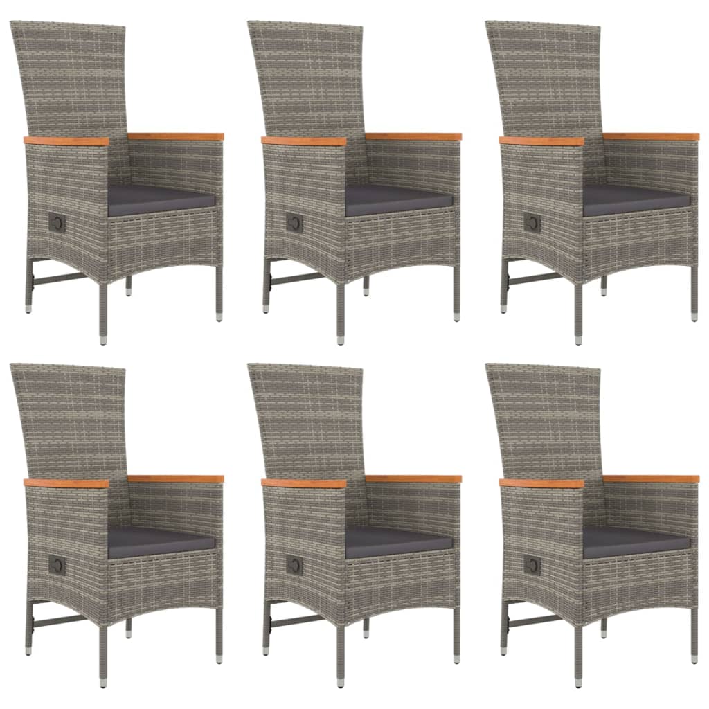 7 részes szürke polyrattan kerti étkezőgarnitúra párnával 4
