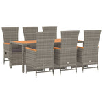 7 részes szürke polyrattan kerti étkezőgarnitúra párnával 3