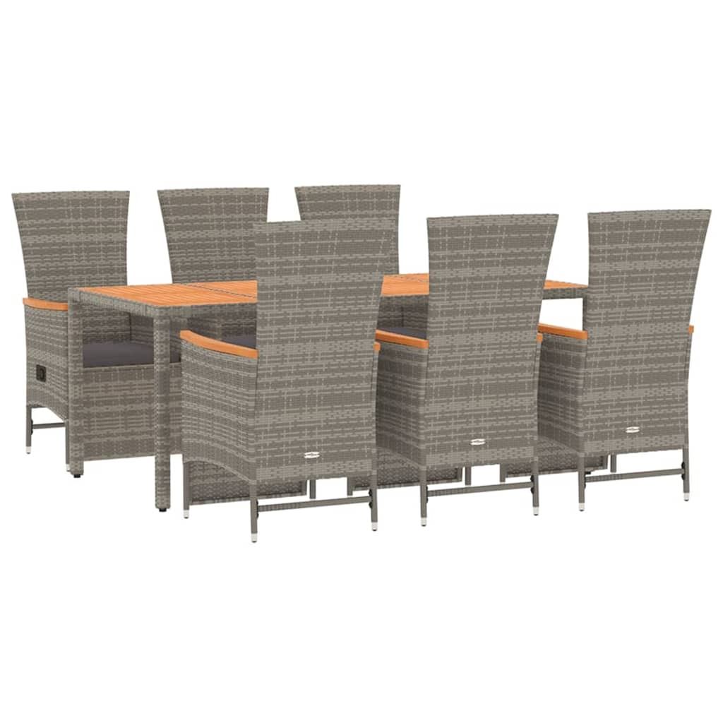 7 részes szürke polyrattan kerti étkezőgarnitúra párnával 3
