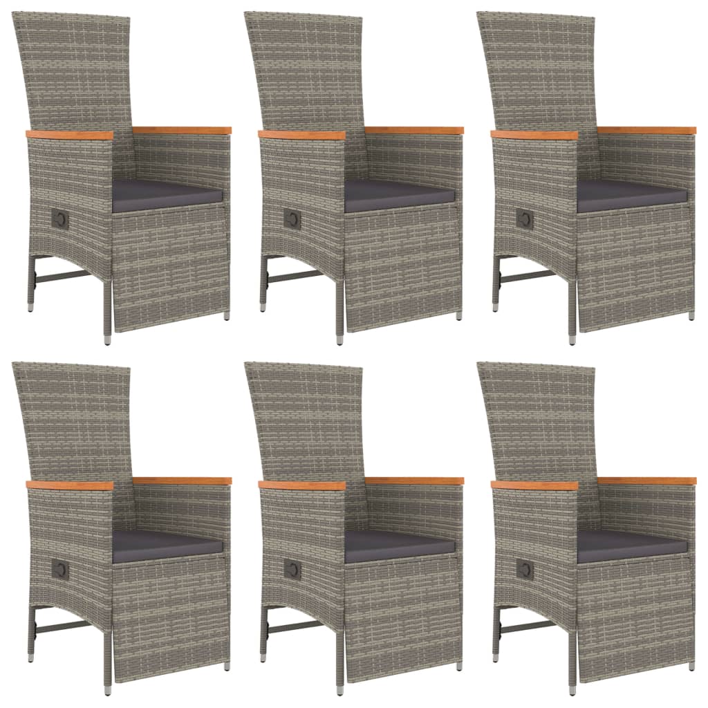 7 részes szürke polyrattan kerti étkezőgarnitúra párnával 4