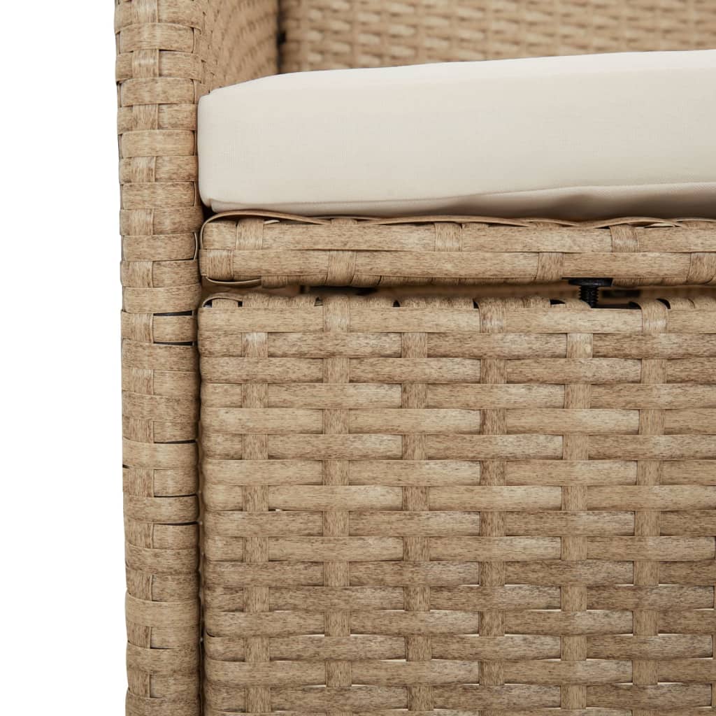 9 részes bézs polyrattan kerti étkezőgarnitúra párnákkal 7