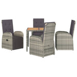 5 részes szürke polyrattan kerti étkezőgarnitúra párnával 3