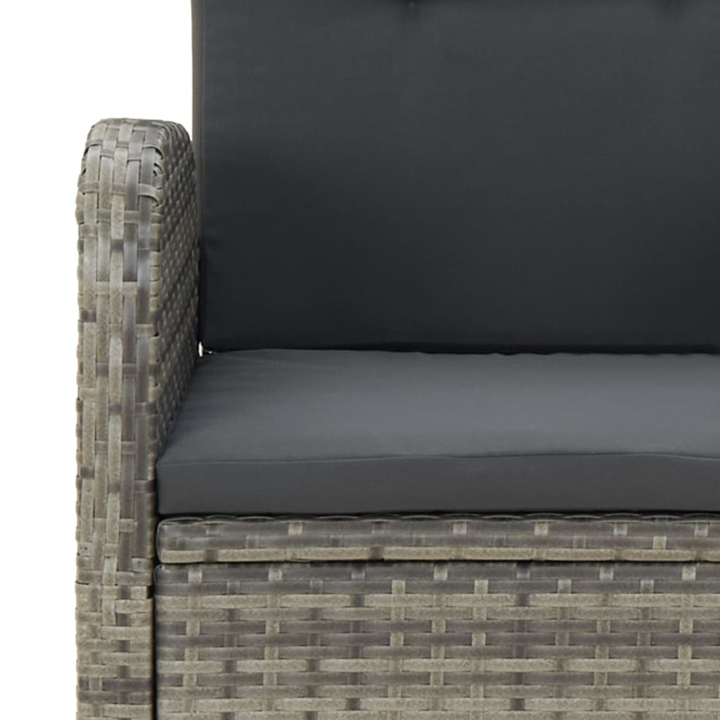 5 részes szürke polyrattan kerti étkezőgarnitúra párnával 8