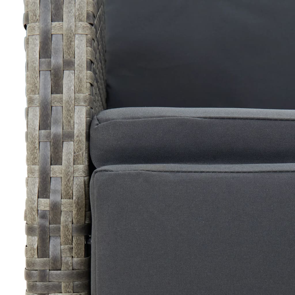 5 részes szürke polyrattan kerti étkezőgarnitúra párnával 9