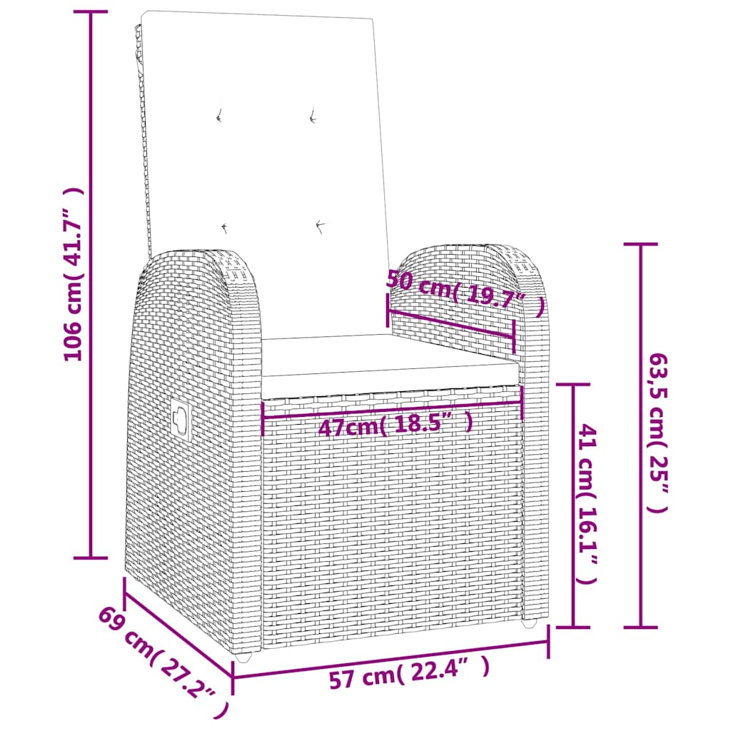 5 részes szürke polyrattan kerti étkezőgarnitúra párnával 11