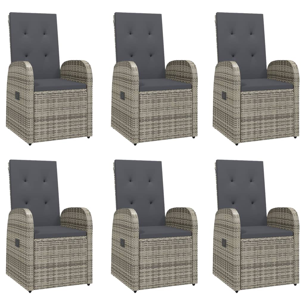 7 részes szürke polyrattan kerti étkezőgarnitúra párnával 4