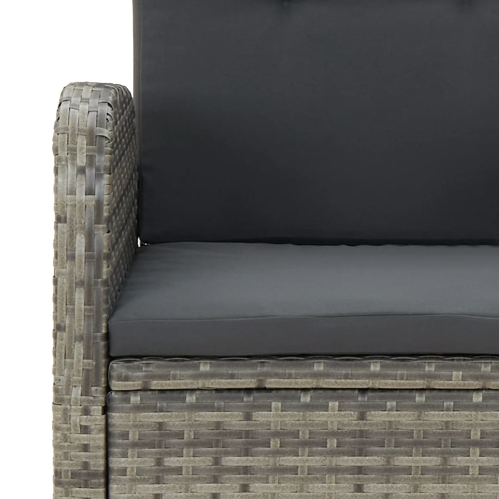 7 részes szürke polyrattan kerti étkezőgarnitúra párnával 7