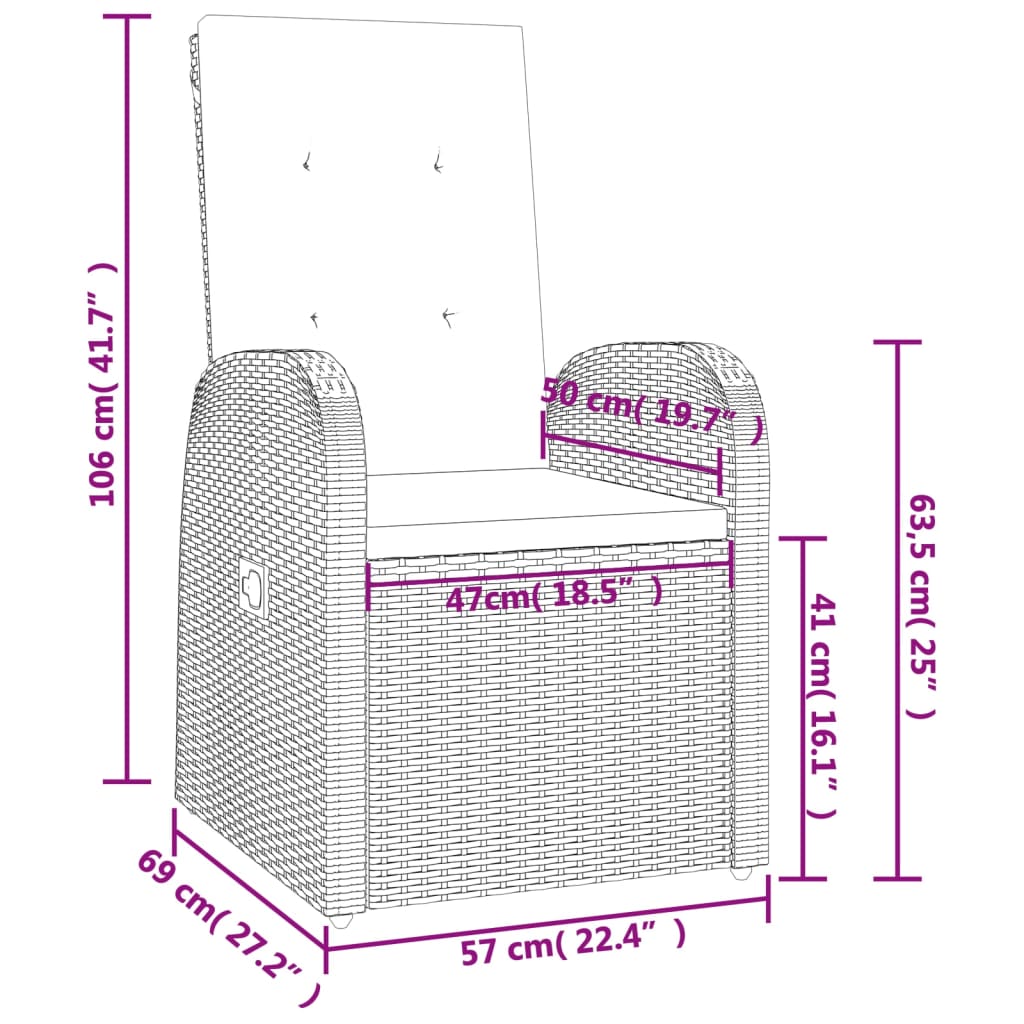 7 részes szürke polyrattan kerti étkezőgarnitúra párnával 9