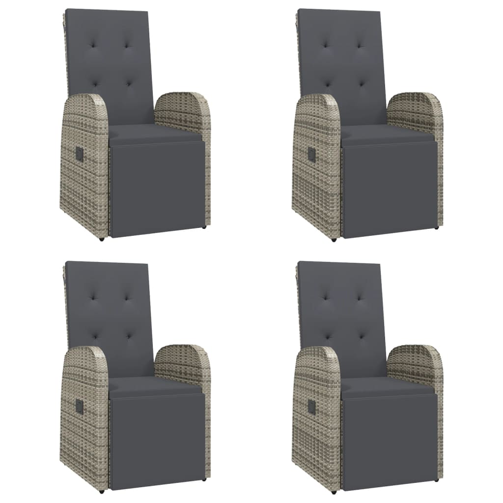 5 részes szürke polyrattan kerti étkezőgarnitúra párnával 4