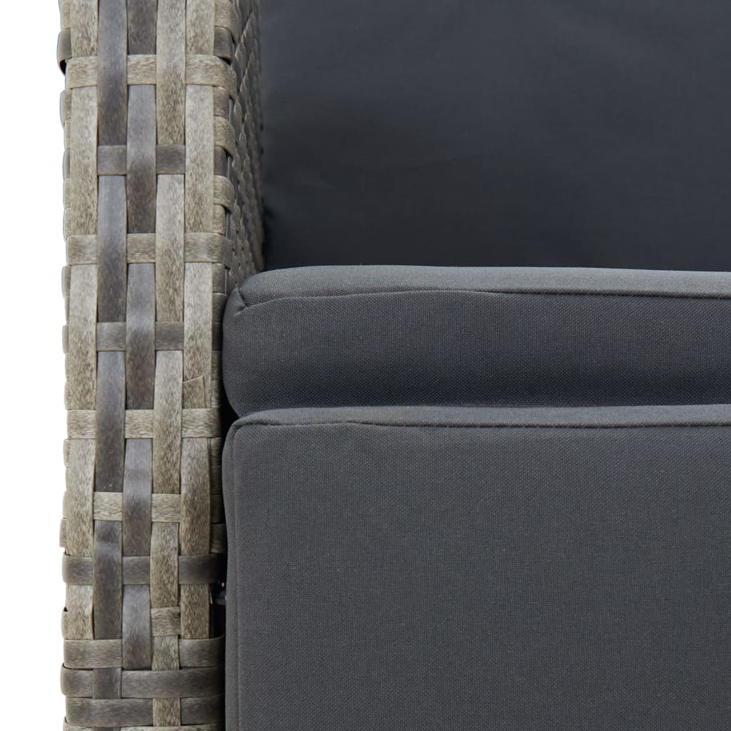5 részes szürke polyrattan kerti étkezőgarnitúra párnával 7