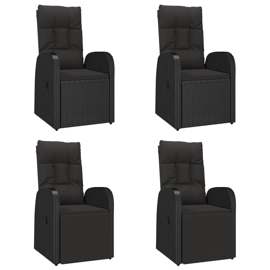 5 részes fekete polyrattan kerti étkezőgarnitúra párnákkal 4