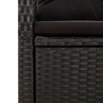 5 részes fekete polyrattan kerti étkezőgarnitúra párnákkal 9