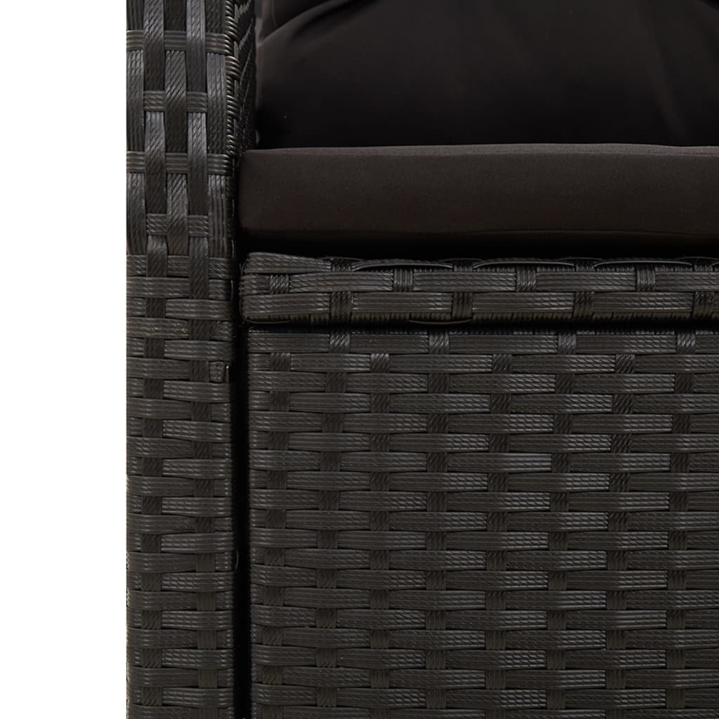 5 részes fekete polyrattan kerti étkezőgarnitúra párnákkal 9
