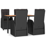 5 részes fekete polyrattan kerti étkezőgarnitúra párnákkal 2