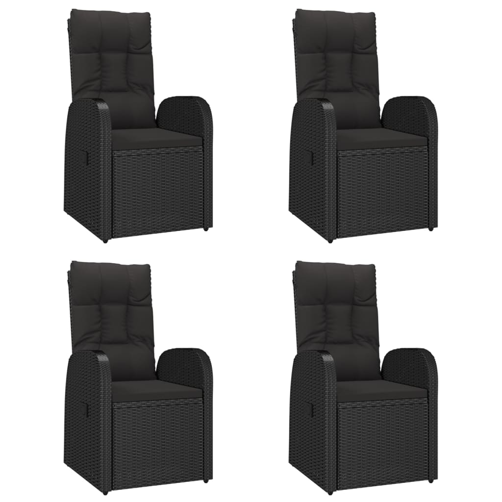 5 részes fekete polyrattan kerti étkezőgarnitúra párnákkal 4