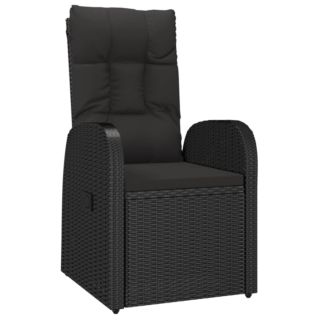 7 részes fekete polyrattan kerti étkezőgarnitúra párnával 5