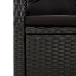 7 részes fekete polyrattan kerti étkezőgarnitúra párnával 9