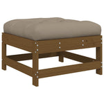 2 db mézbarna tömör fenyőfa kerti lábzsámoly párnával 4