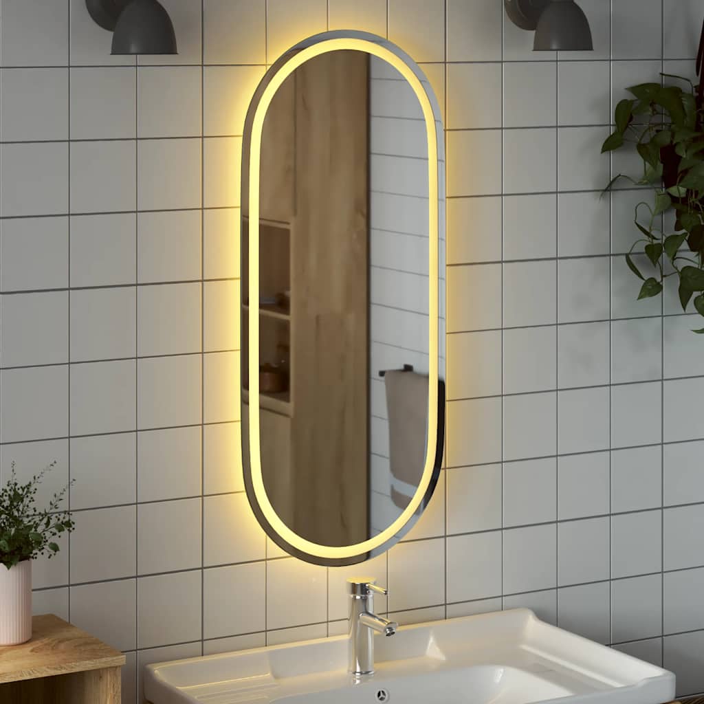 Ovális LED-es fürdőszobai tükör 100 x 45 cm 3