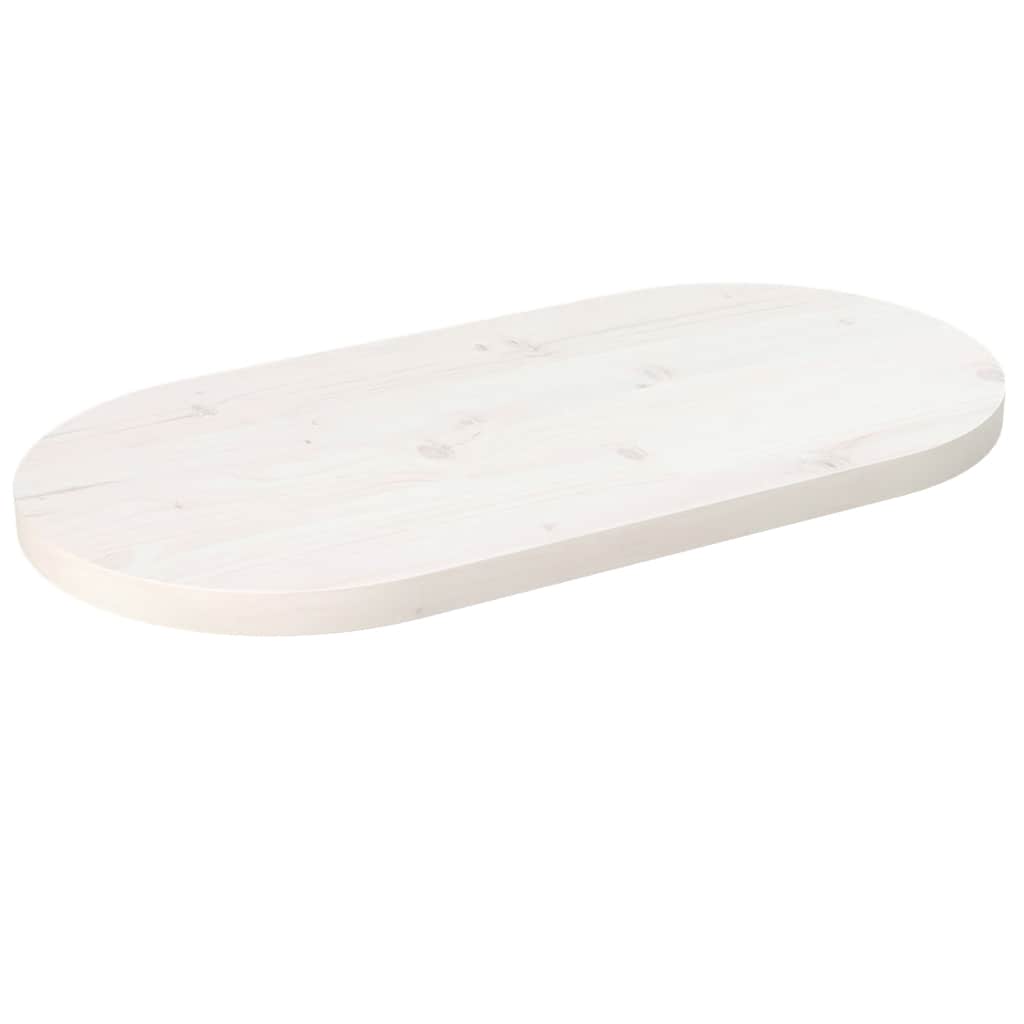Fehér tömör fenyőfa ovális asztallap 60 x 30 x 2,5 cm