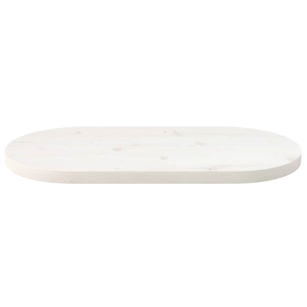 Fehér tömör fenyőfa ovális asztallap 80x40x2,5 cm 3
