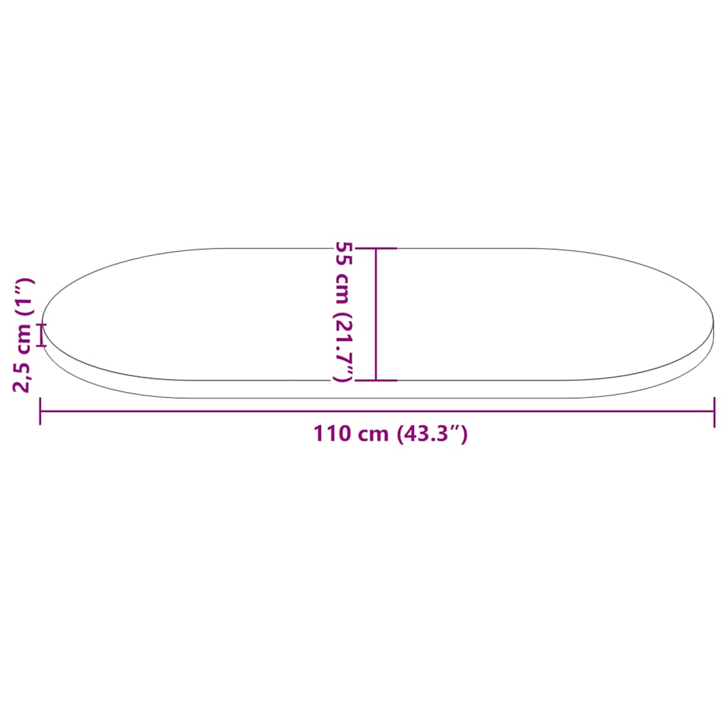 Fehér tömör fenyőfa ovális asztallap 110x55x2,5 cm 8