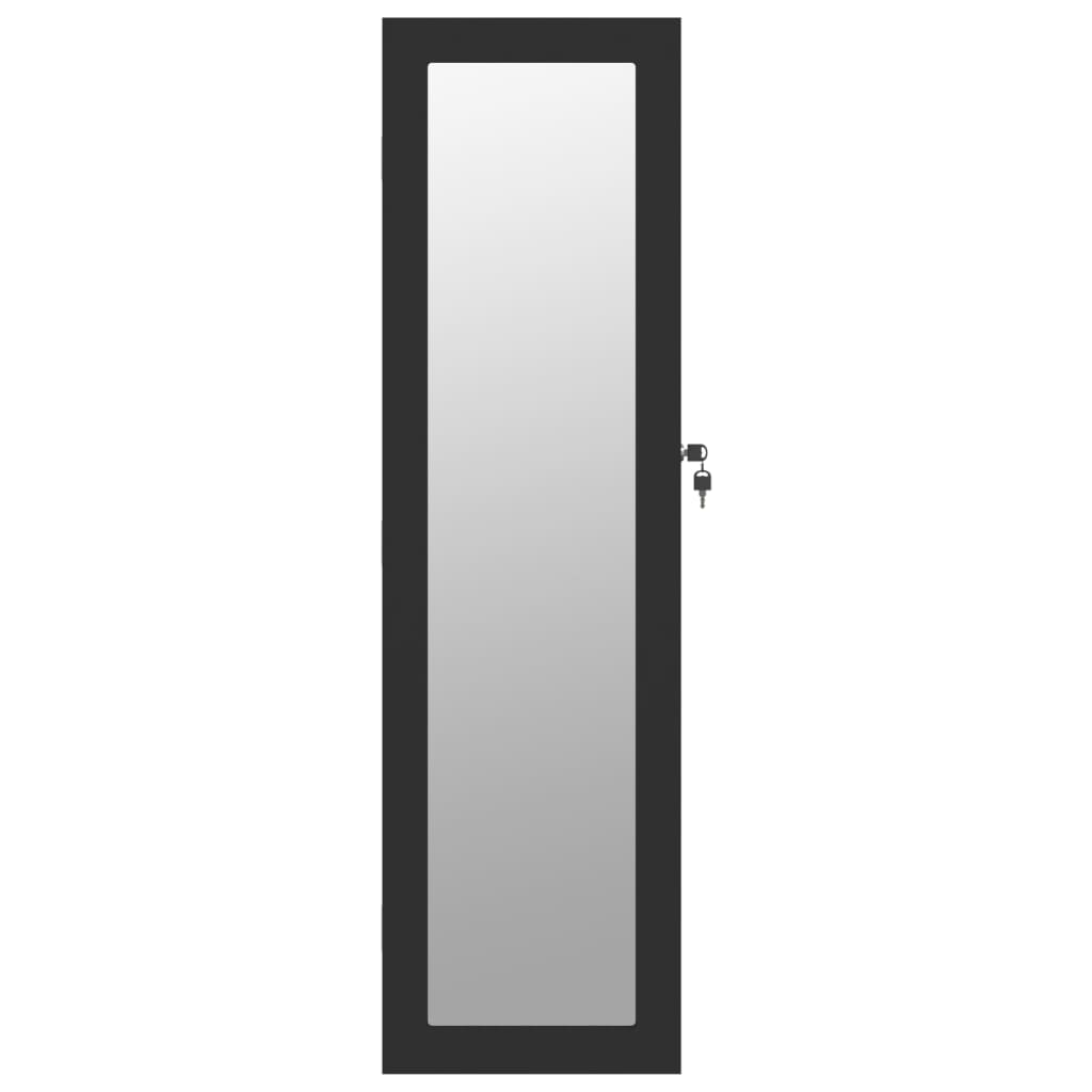 Fekete falra szerelhető tükrös ékszerszekrény 30x8,5x106 cm 4