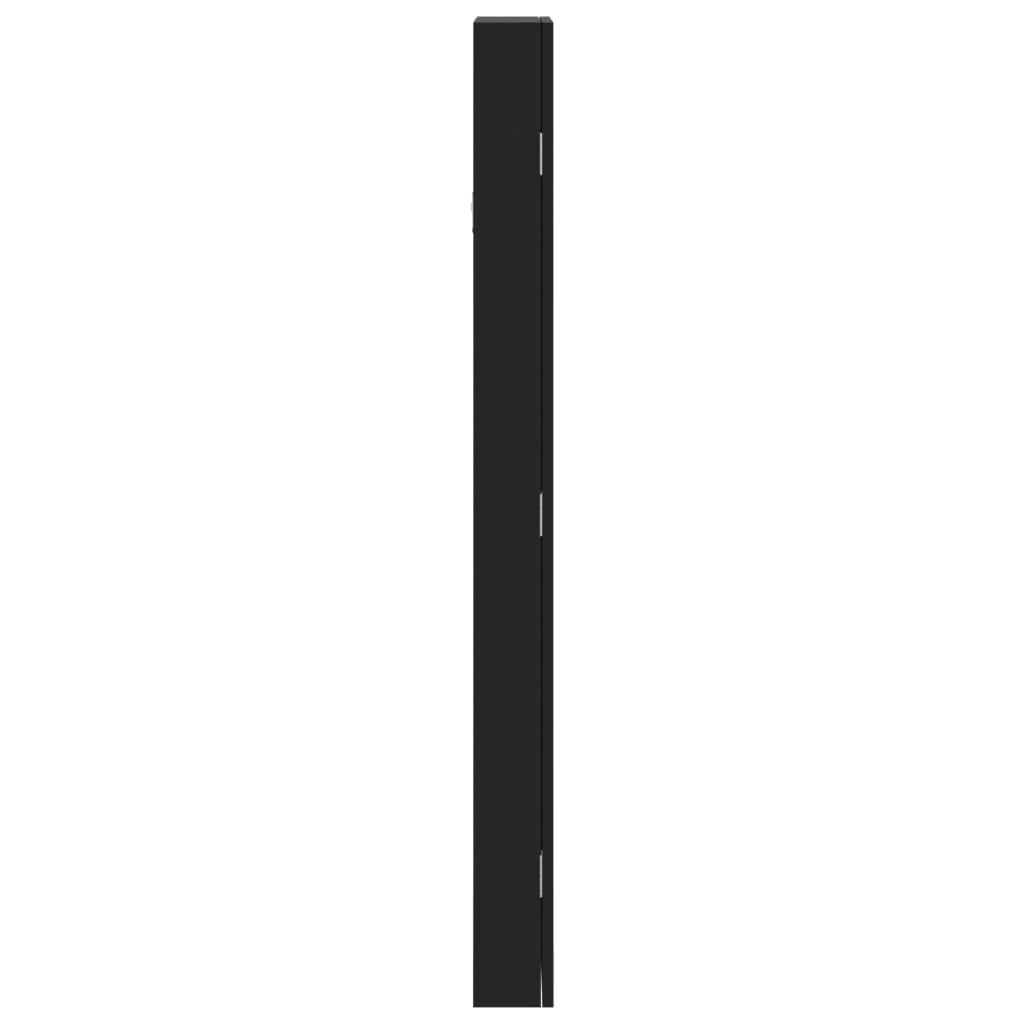 Fekete falra szerelhető tükrös ékszerszekrény 30x8,5x106 cm 6