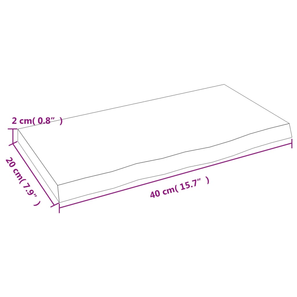 Kezeletlen tömör tölgyfa fali polc 40x20x2 cm 7